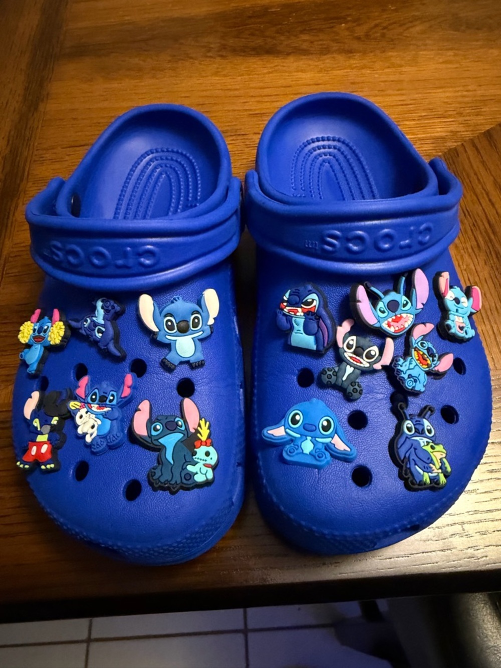 CROCS Kids Royal Blue Slip-On Clogs with Stitch Character Charms